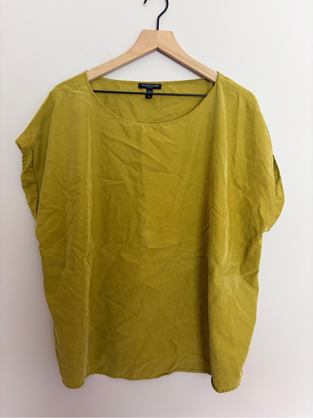 Eileen Fisher Chartreuse Cap Sleeve Boxy Top